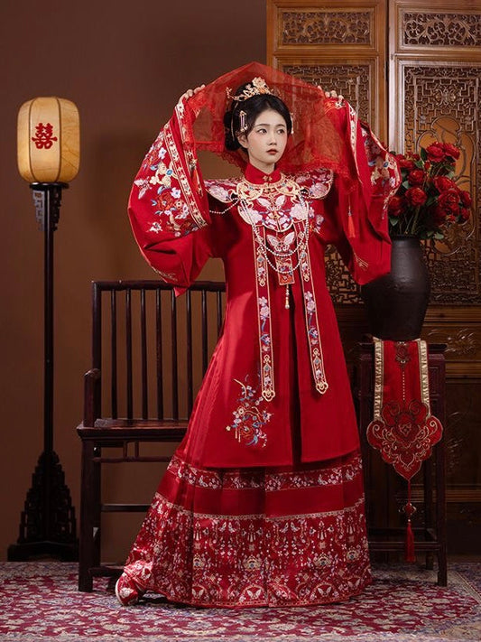 Ming Dynasty Hanfu, Robe, Bridal, Mamianqun, Qixi