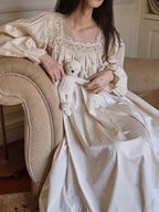 Vintage Cream Lace Collar Nightgown