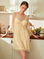 Buttercream Sheer Polka Dot Nightdress