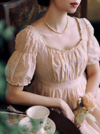 Blush Embroidered Cotton Tea Dress