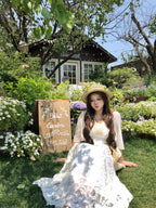 Ivory Garden Bloom Dress with Lace Ruffles