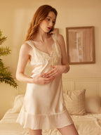 Blush Satin Lace Slip Dress