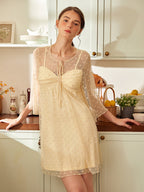 Buttercream Sheer Polka Dot Nightdress