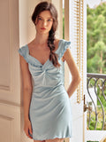Sky Blue Ruffle-Trim Nightdress