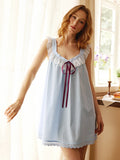 Blue Ruffle Lace Babydoll Nightwear
