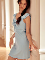 Sky Blue Ruffle-Trim Nightdress