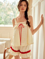 Cream Ruffle Camisole Set