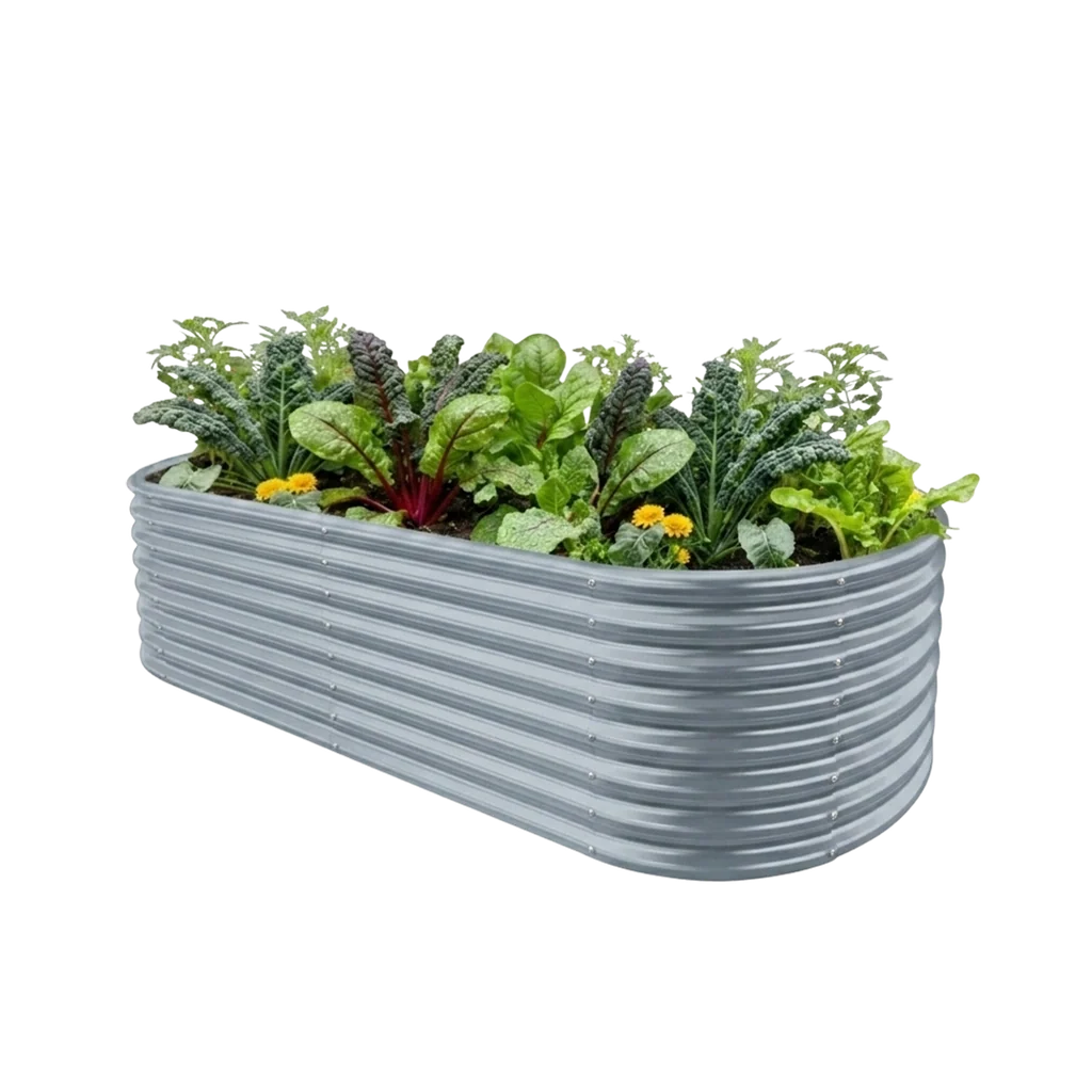 set of 10 — 24-inch tall oval galvanized metal raised garden bed, 6 by 3 feet — view 7