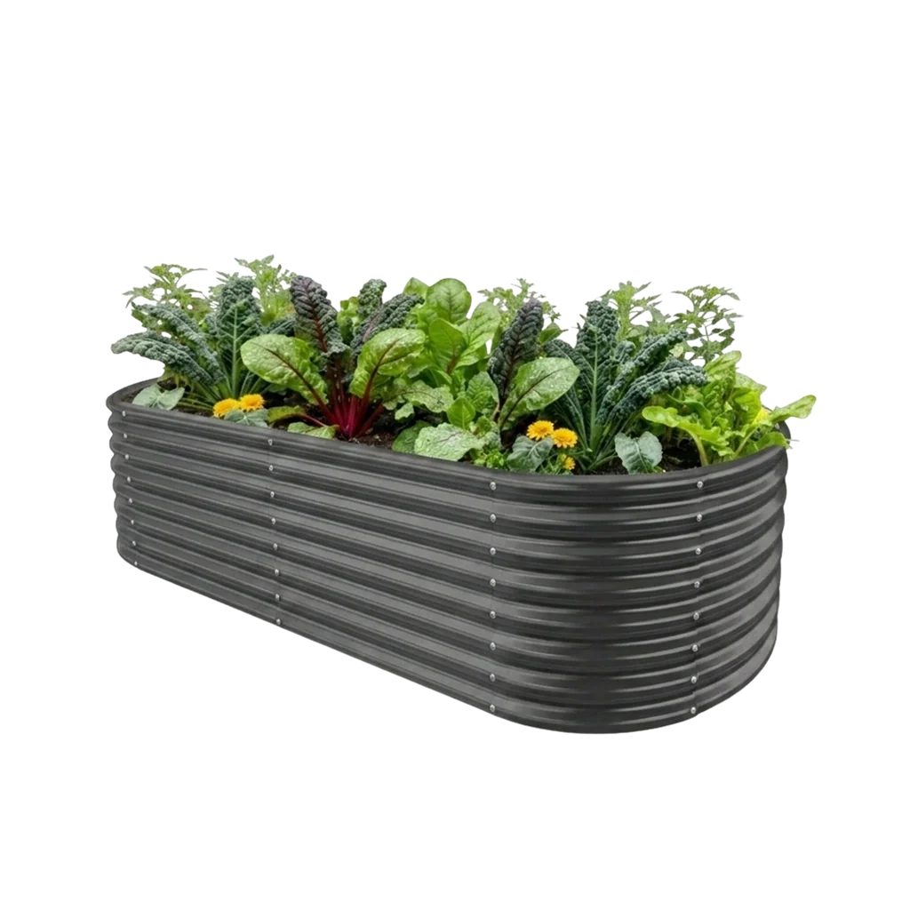 set of 4 — 24-inch tall oval galvanized metal raised garden bed, 6 by 3 feet — view 6