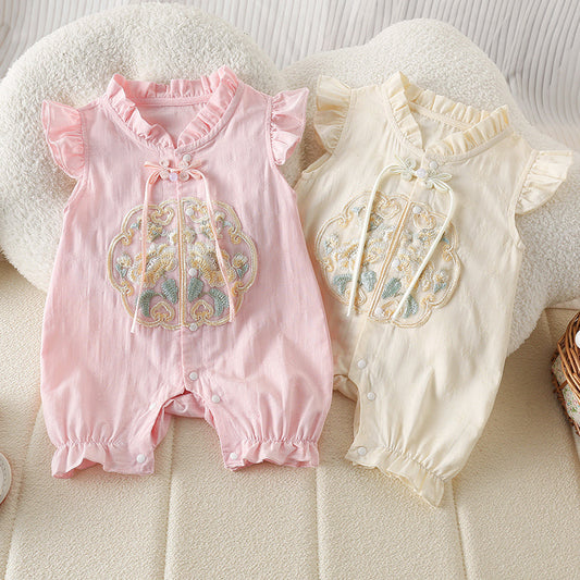 Apricot - Cheongsam Style Baby Onesies for Girls