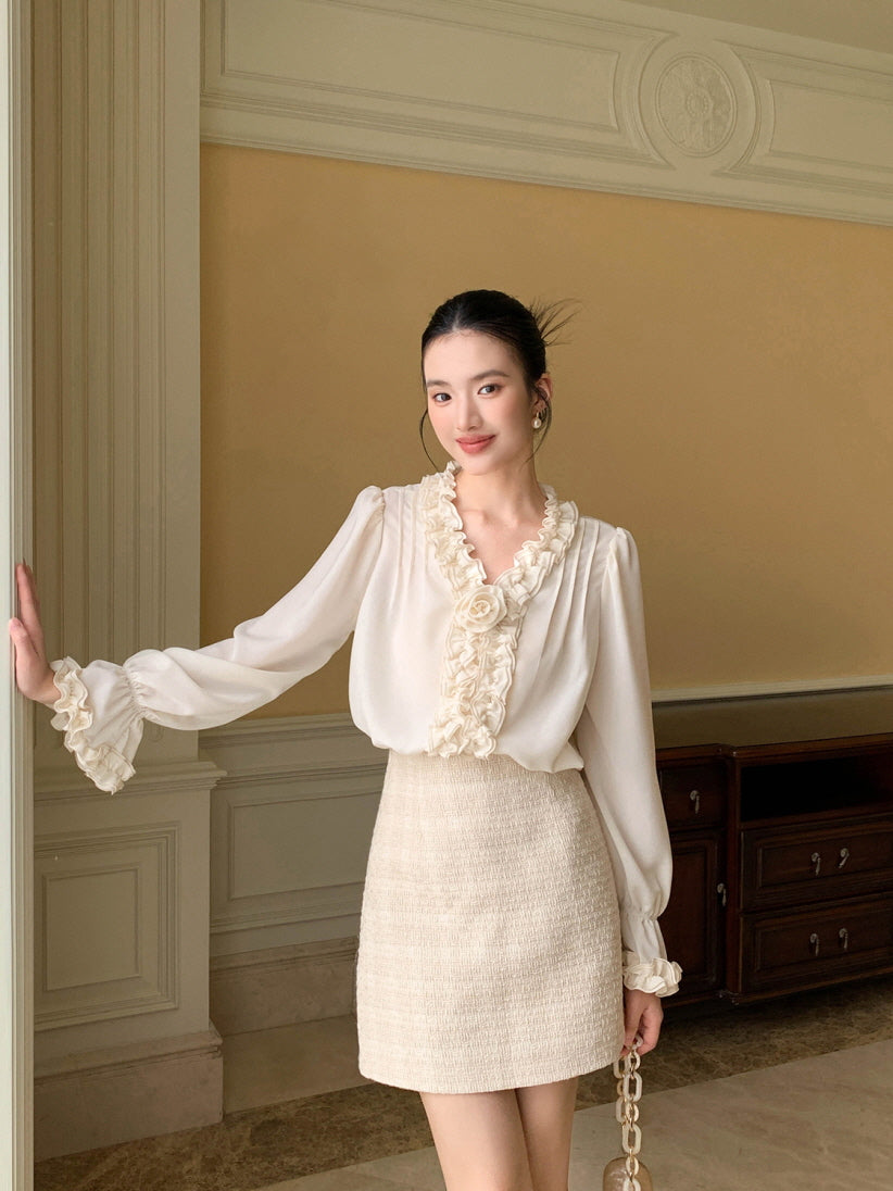 Romantic Ruffle Rose Blouse