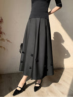 Black Vintage Floral Accent Skirt