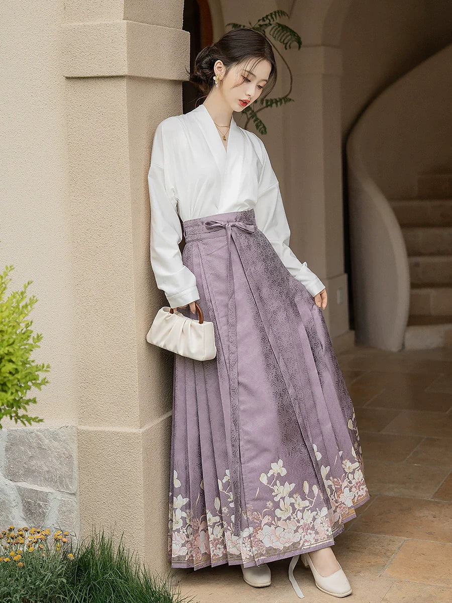 Ming Dynasty Modern Hanfu, Mamianqun, Evening Jade 晚玉