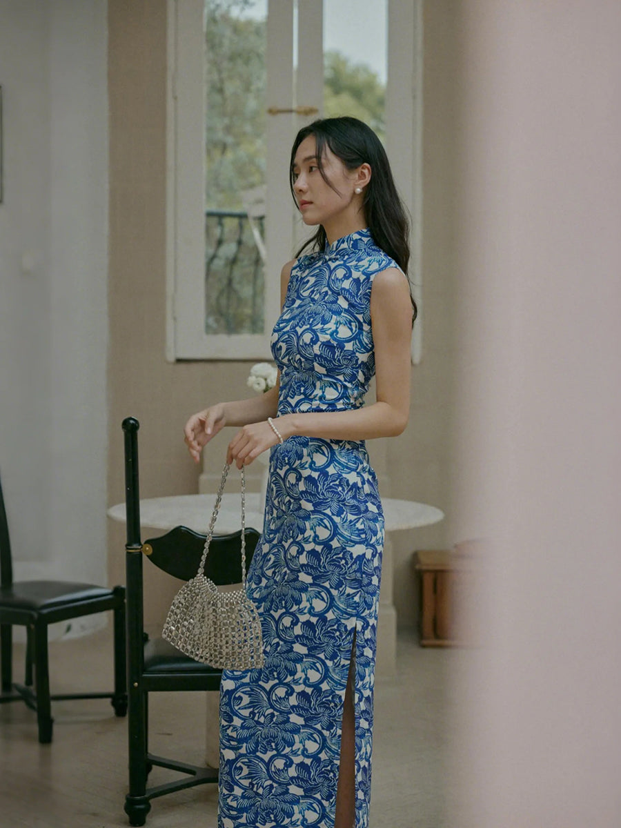 Blue Glaze 蓝釉 - Spring and Summer Short Sleeve Hong Kong-Style Ramie Cheongsam (Preorder)