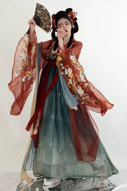 Painting Flower God 描金花神 - Tang Dynasty Style Hanfu Dress Heziqun