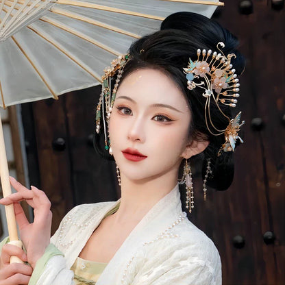 Hanfu Hair Accessories Set: Smoke and Rain Flowers