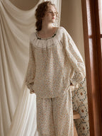 Vintage Floral Lace Collar Pajama Set