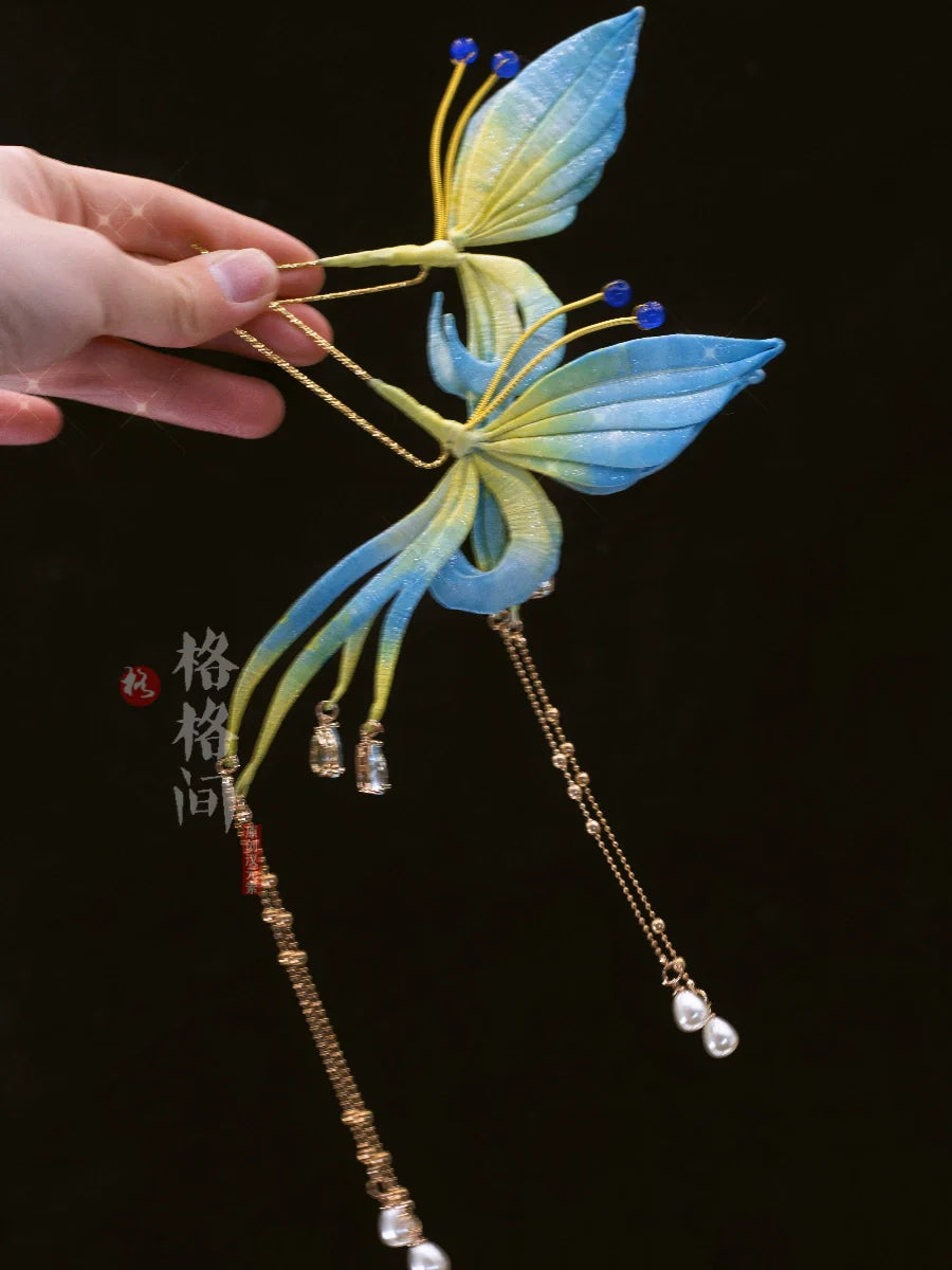 Hair Pins: Emerald Butterfly