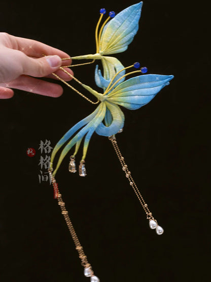 Hair Pins: Emerald Butterfly