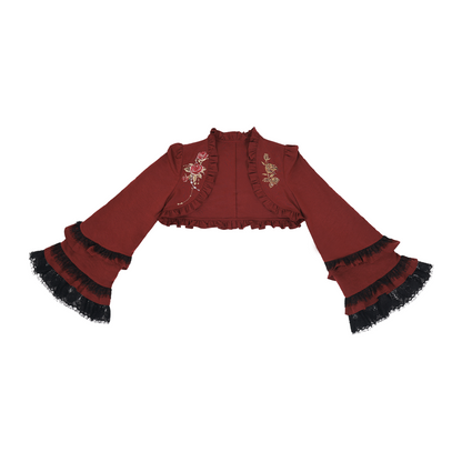 Night Earl 夜伯爵 - Dark Qi Lolita Black Lace Chinese Style Outfit (Preorder)