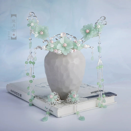 Hanfu Hair Accessories Set: Mint
