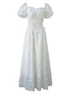 White Floral Corset Waist Dress