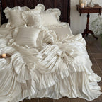 Ivory Bow Ruffle Bedding Set