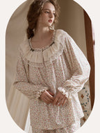 Vintage Floral Lace Collar Pajama Set