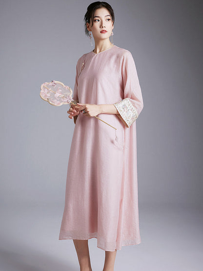 Blush - Tencel Loose Cheongsam Dress