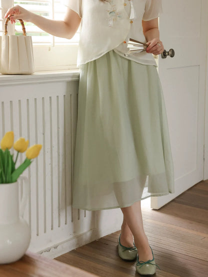 Pear Falling 梨落轻舟 - New Chinese Style Cheongsam Matching Set