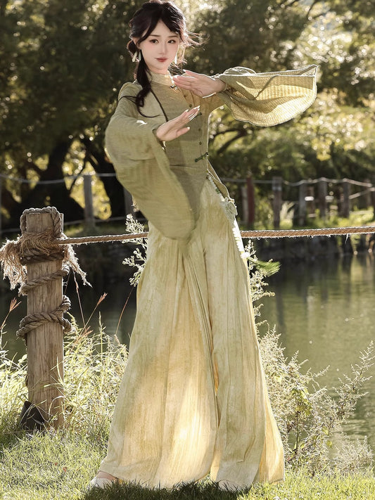 Qingti 青提 - New Chinese Style Modern Cheongsam Outfit