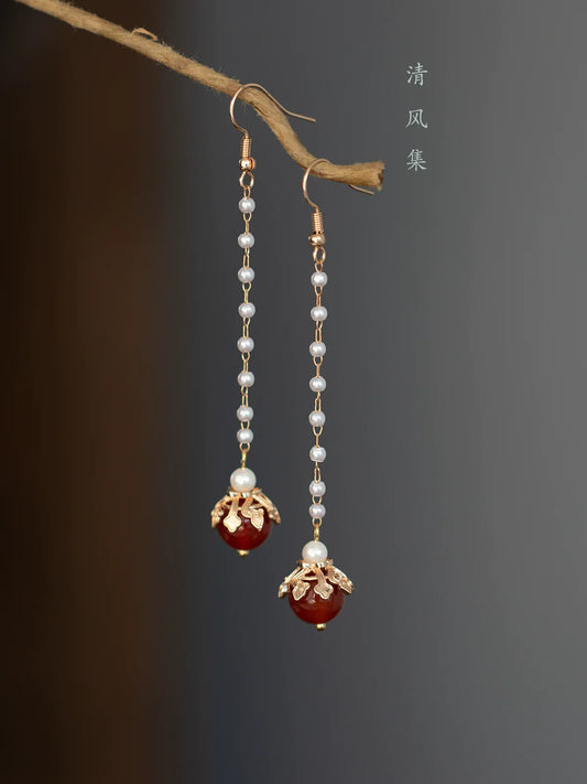 Beaded Pearls Chinese Style Earrings