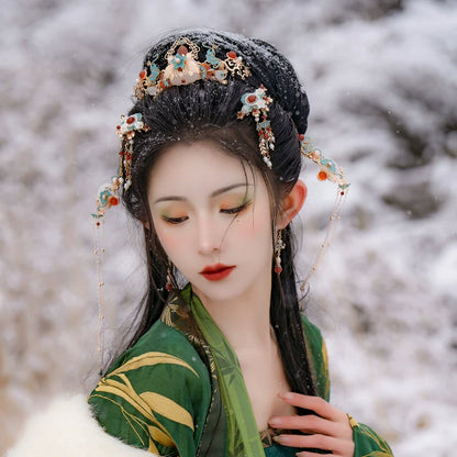 Hanfu Hair Accessories Set: Jade Butterfly Spring