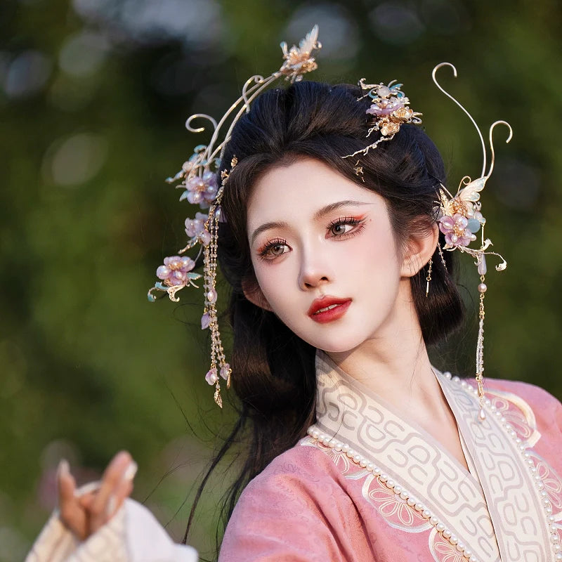 Hanfu Hair Accessories Set: Falling Purple Smoke