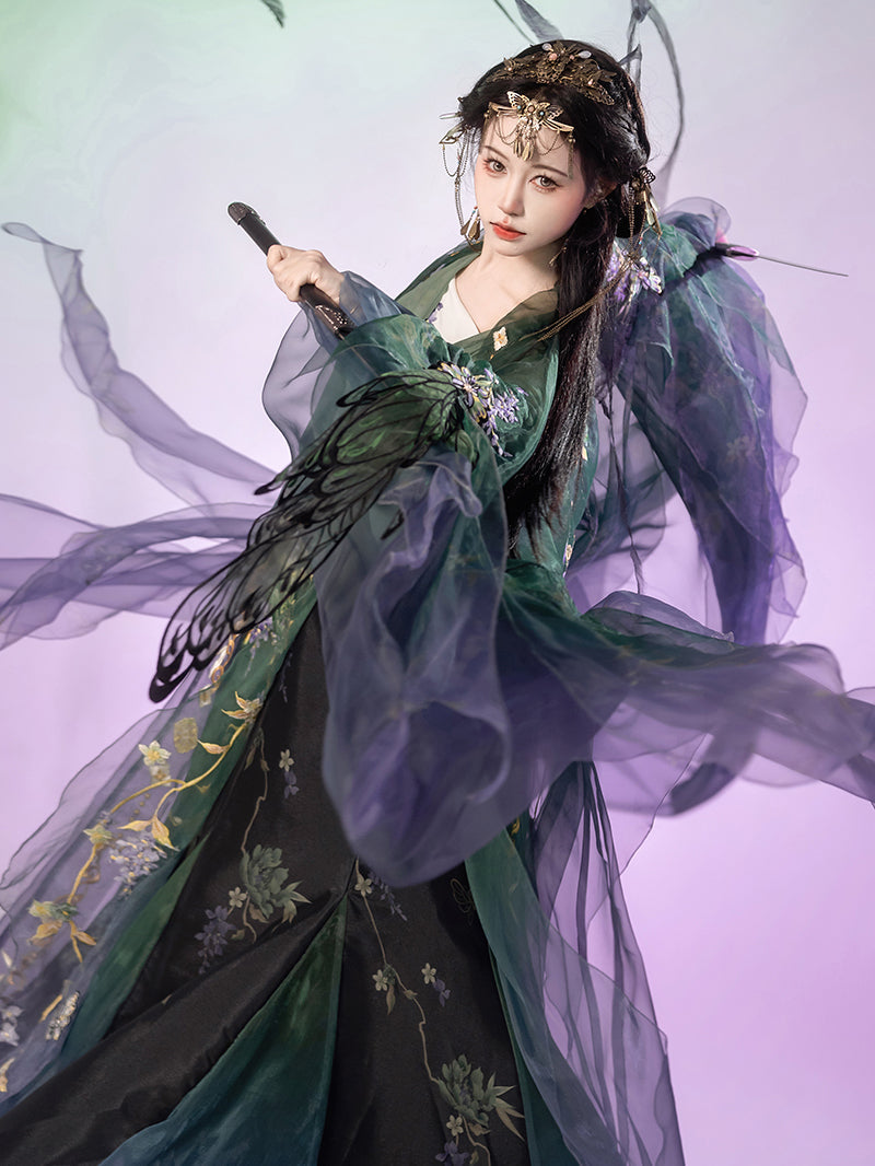 Cangwu Butterfly Shadow 苍梧蝶影 - Wei Jin Style Qiyao Ruqun (Preorder)