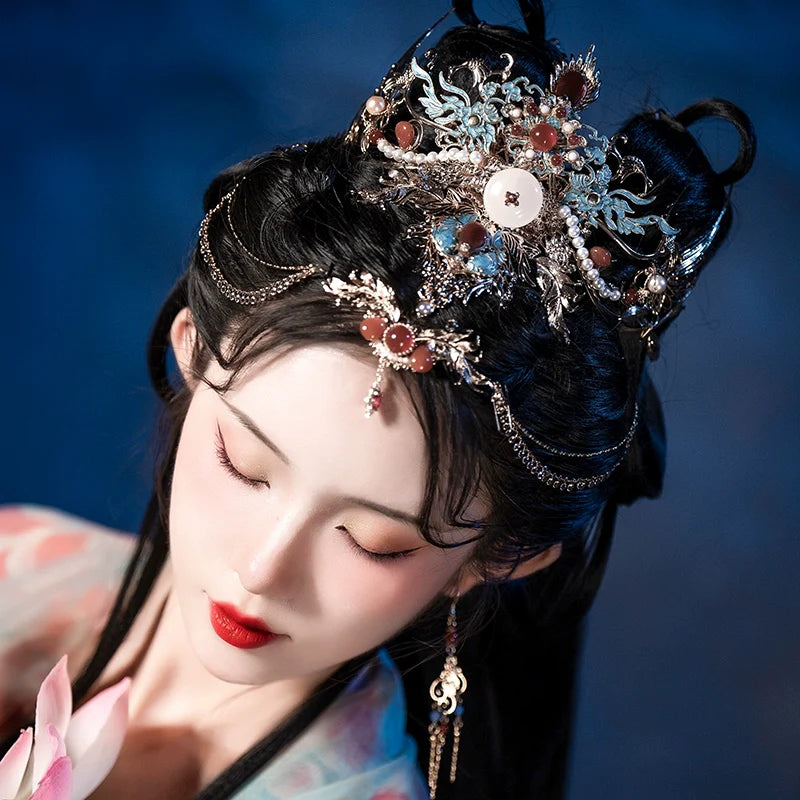 Hanfu Hair Accessories Set: Red Dust