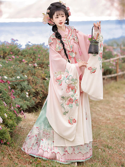 Jade Peach 金镶玉桃 - Cloud Collar & Mamianqun Ming Dynasty Hanfu Set