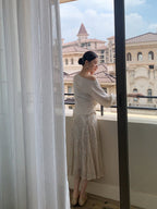 Champagne Sequin A-Line Skirt