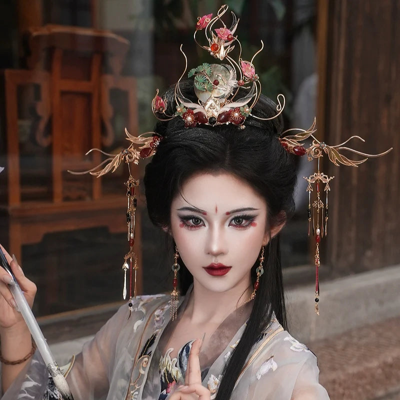 Hanfu Hair Accessories Set: Crane Shadow