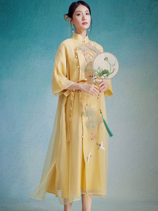 Xiangye - 100% Silk Loose Cheongsam Dress