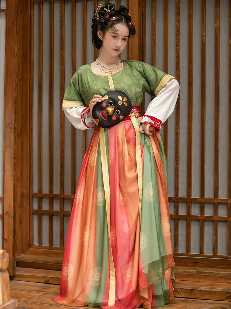 Pine - Tang Dynasty Style U-shaped Collar Qiyao Ruqun