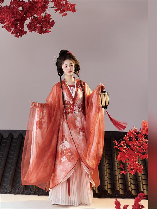 Red Scarlet 红绯 - Warring States and Han Dynasty Straight Hem Robe