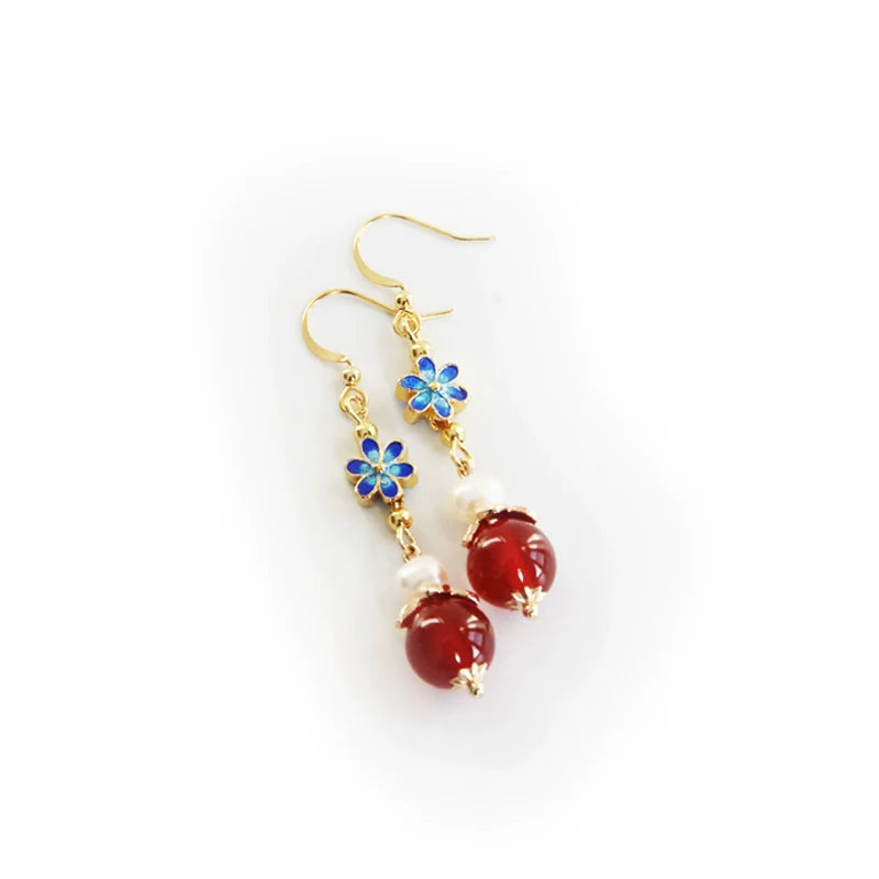 Dark Fleur Chinese Style Earrings