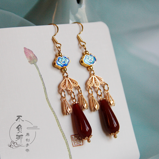 Iridescent Clouds Chinese Style Earrings