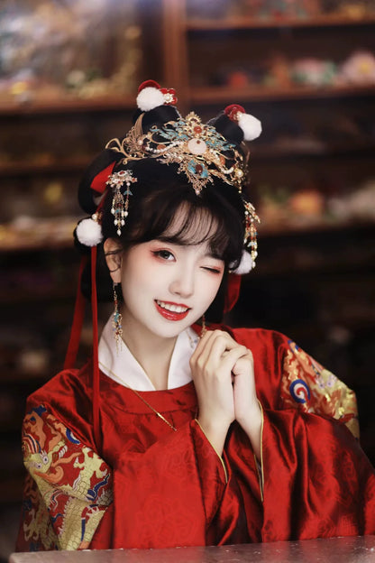 Hanfu Hair Accessories Set: Red Dust