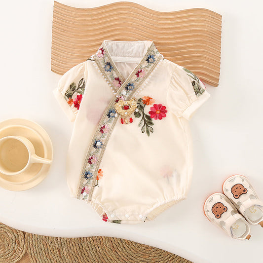 Flowers Picking - Chinese Hanfu Style Baby Onesies for Girls