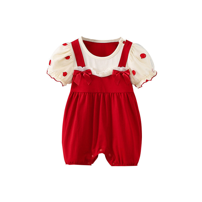 Red Apples - Romper Style Baby Onesies for Girls
