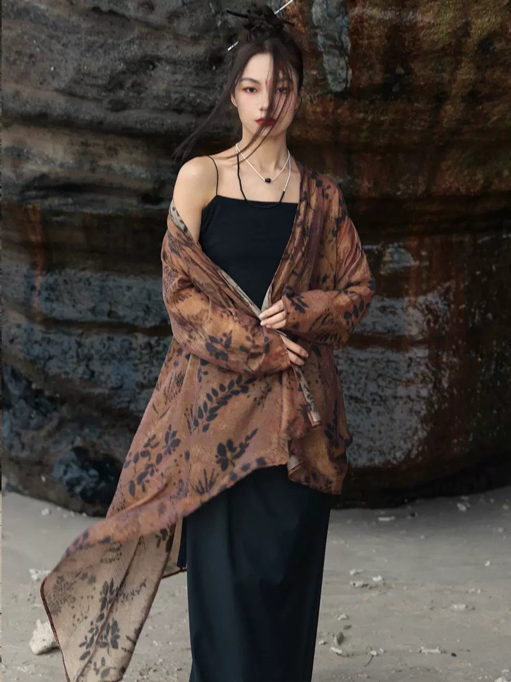 New Chinese Style Breathable Cardigan - Retro Coffee