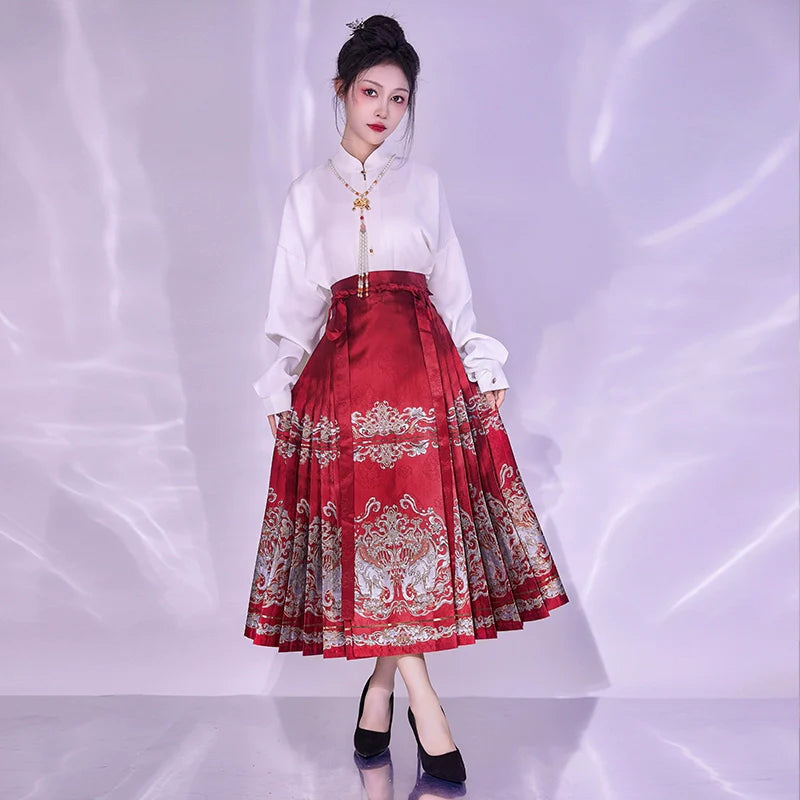 Ming Dynasty Modern Hanfu, Mamianqun, Auspicious Elephant 太平有象
