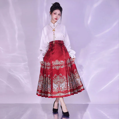 Ming Dynasty Modern Hanfu, Mamianqun, Auspicious Elephant 太平有象
